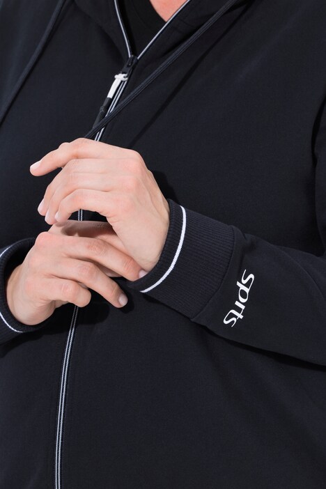 Sweatjacke, Zierpaspel, Oversized, Kapuze, 2-Wege-Zipper