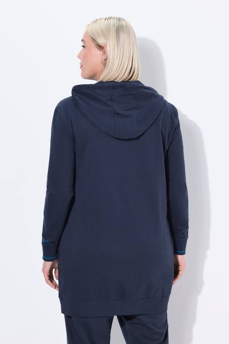 Sweatvest, sierpaspel, oversized, capuchon, 2-wegrits
