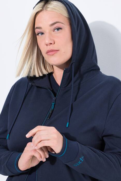 Sweatvest, sierpaspel, oversized, capuchon, 2-wegrits