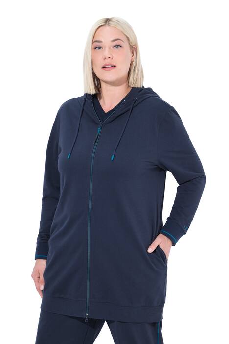 Mikina, ozdobná lemovka, oversize, kapuce, dvoucestný zip