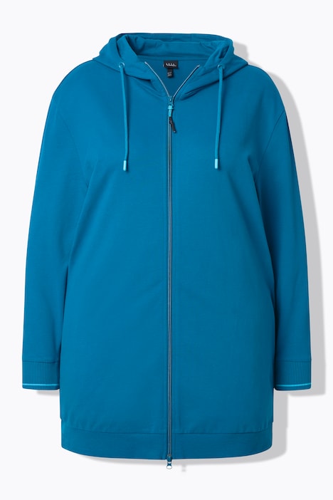Sweatjacke, Zierpaspel, Oversized, Kapuze, 2-Wege-Zipper