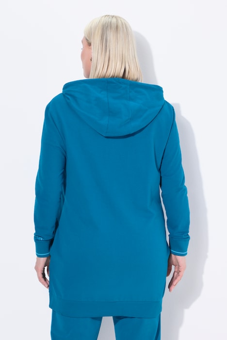 Sweatjacke, Zierpaspel, Oversized, Kapuze, 2-Wege-Zipper