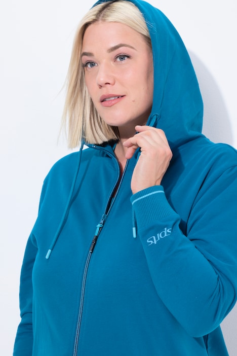 Sweatjacke, Zierpaspel, Oversized, Kapuze, 2-Wege-Zipper