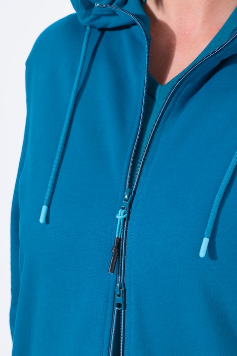Sweatjacke, Zierpaspel, Oversized, Kapuze, 2-Wege-Zipper