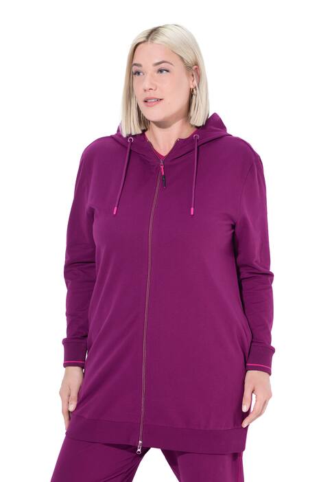 Mikina, ozdobná lemovka, oversize, kapuce, dvoucestný zip