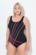 Costume da bagno senza coppe con righe e scollo rotondo