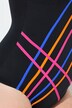 Costume da bagno senza coppe con righe e scollo rotondo