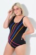 Costume da bagno senza coppe con righe e scollo rotondo