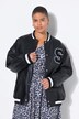 College-jacke, Lederlook, stribet kant