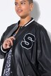 College-jacke, Lederlook, stribet kant