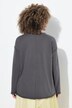 Sweat-shirt à encolure en V et manches longues, message imprimé avec paillettes