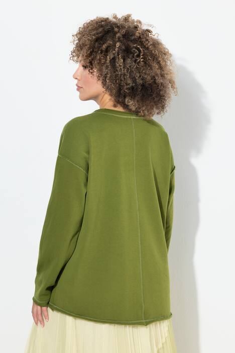 Sweat-shirt à encolure en V et manches longues, message imprimé avec paillettes