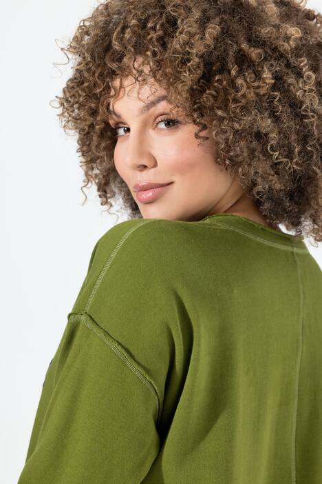 Sweat-shirt à encolure en V et manches longues, message imprimé avec paillettes