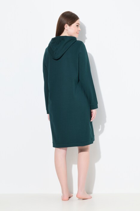 Loungewear-jurk, capuchon, zacht geruwd, geribbelde boorden