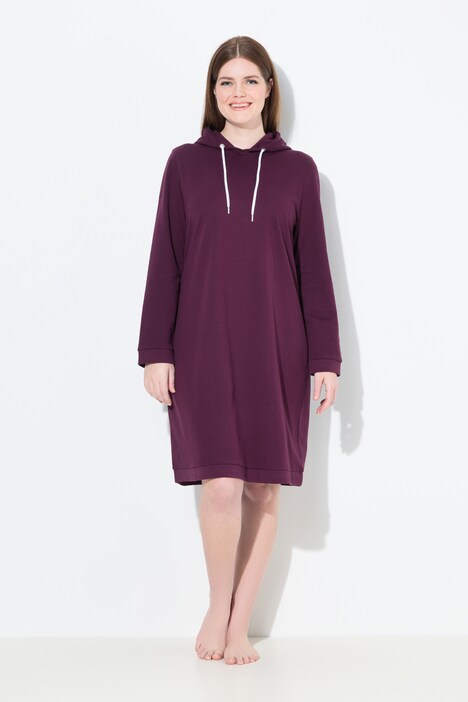 Loungewear-jurk, capuchon, zacht geruwd, geribbelde boorden