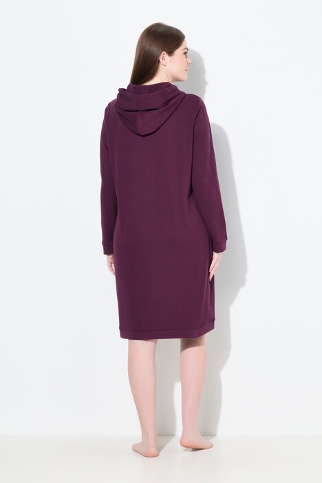 Loungewear-jurk, capuchon, zacht geruwd, geribbelde boorden