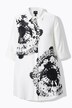 Chemisier coupe évasée, motif batik, col chemise et manches 3/4
