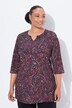 T-shirt long motif cachemire, col tunisien et manches 3/4, coupe évasée