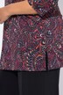 T-shirt long motif cachemire, col tunisien et manches 3/4, coupe évasée