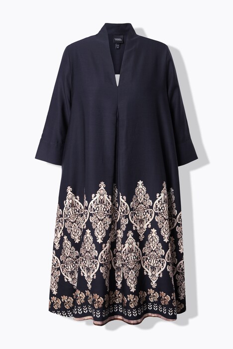 Lyocell-Midikleid, A-Linie, Kelchkragen, 3/4-Arm