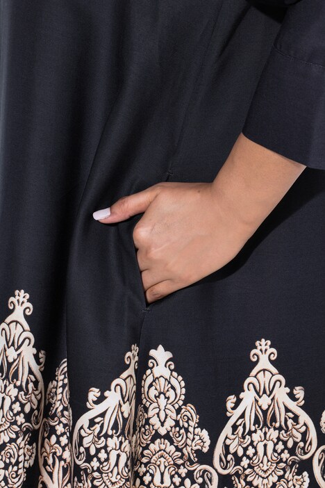 Lyocell-Midikleid, A-Linie, Kelchkragen, 3/4-Arm