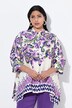Blusa, Paisley, forma en A, cuello camisero, manga 3/4