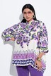 Blusa, Paisley, forma en A, cuello camisero, manga 3/4