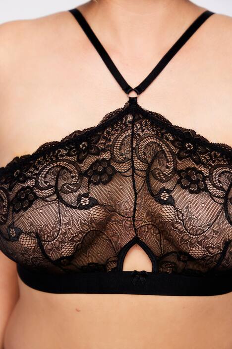 Bralette senza coppe con pizzo con conchiglia