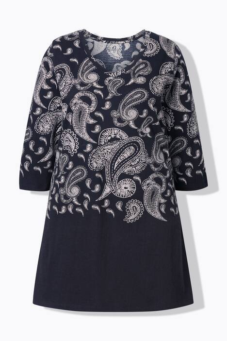 Longshirt, motiefprint, A-lijn, V-hals, 3/4-mouwen