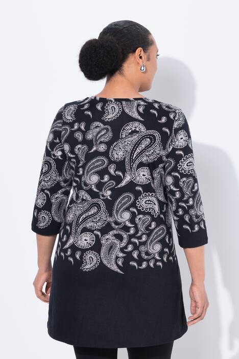 Longshirt, motiefprint, A-lijn, V-hals, 3/4-mouwen