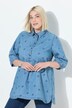 Blusa con fiocchi ricamati, collo da camicia e maniche a 3/4