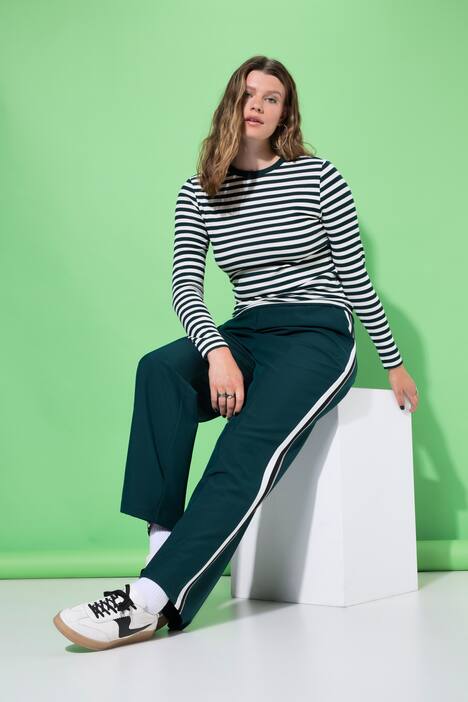 Hose, Straight Wide Legs, Seitenstreifen