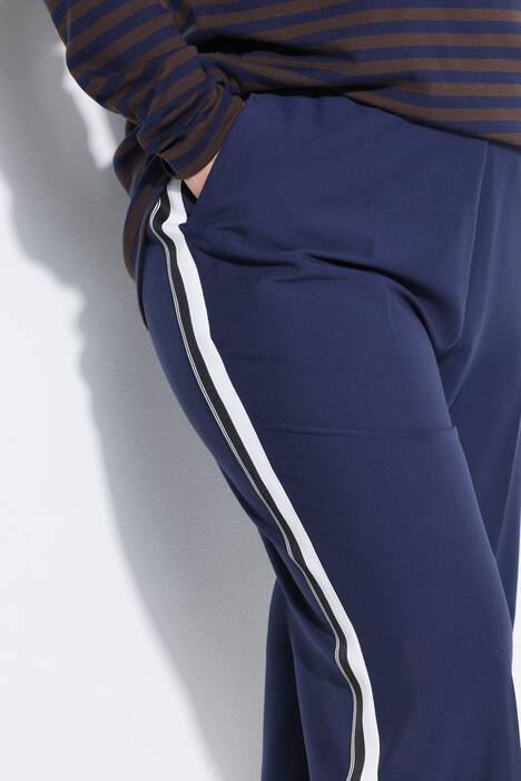 Broek, rechte wijde pijpen, zijstrepen