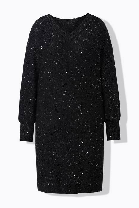 Robe en maille. Décolleté V et manches longues
