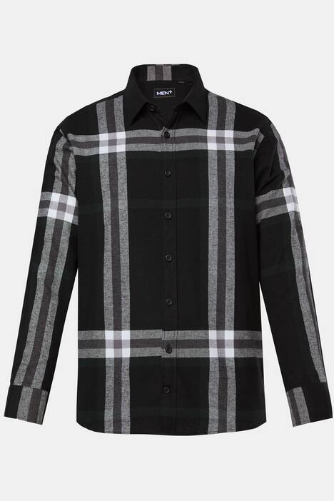 Men+ flanellen geruit overhemd, lange mouw, kentkraag, comfort fit, tot 8XL