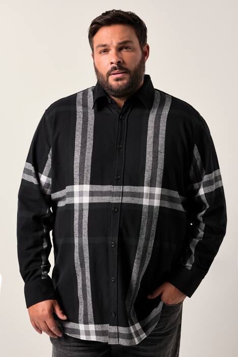 Men+ flanellen geruit overhemd, lange mouw, kentkraag, comfort fit, tot 8XL