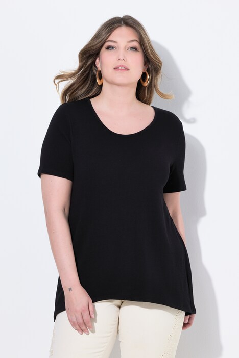 Strikket T-shirt, A-form, pyntefolder i ryggen
