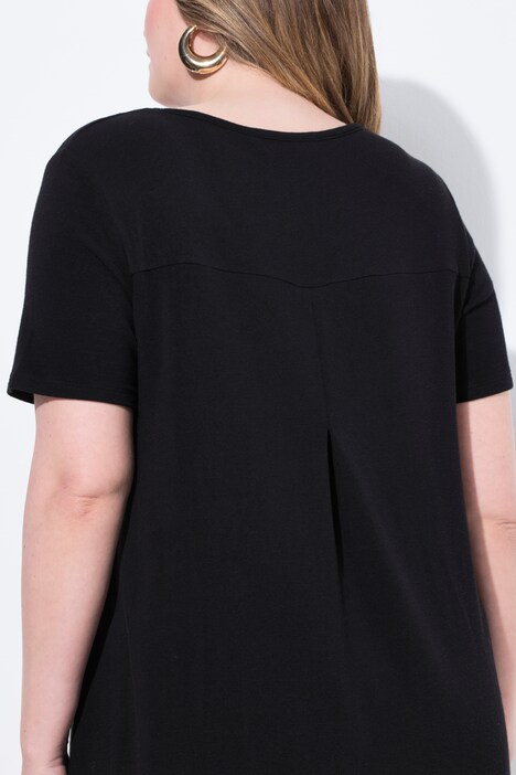 Strikket T-shirt, A-form, pyntefolder i ryggen