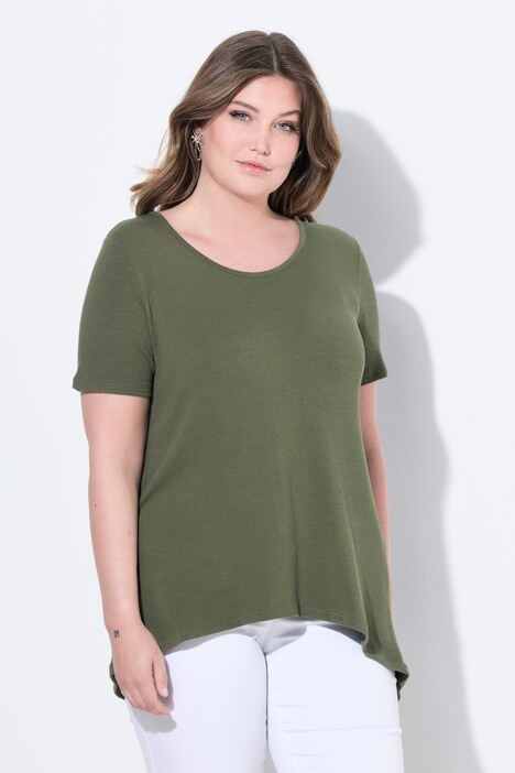 Strikket T-shirt, A-form, pyntefolder i ryggen