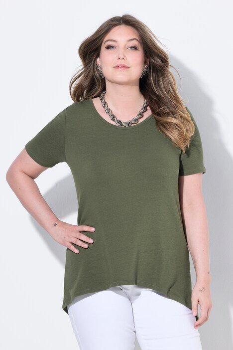 Strikket T-shirt, A-form, pyntefolder i ryggen