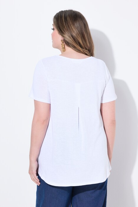 Strikket T-shirt, A-form, pyntefolder i ryggen