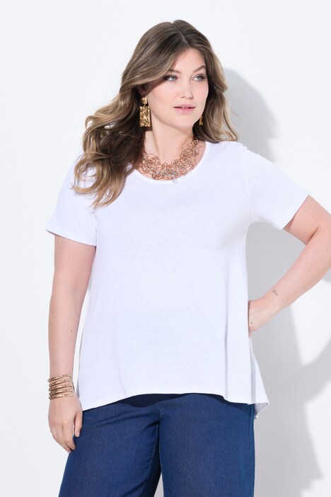 Strikket T-shirt, A-form, pyntefolder i ryggen