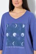 T-shirt imprimé métallisé à col en V et manches 3/4, coupe évasée