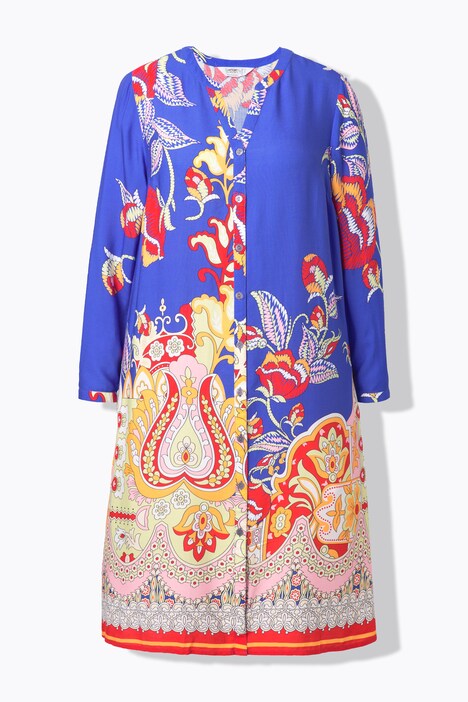 Robe midi manches longues, imprimé all-over