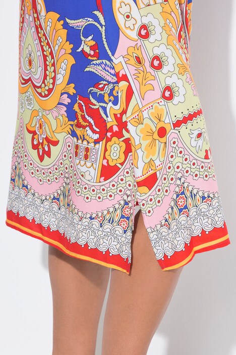 Robe midi manches longues, imprimé all-over
