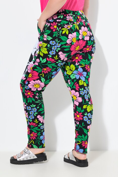 Joggingbroek, rechte pijp, bloemen/doodshoofd