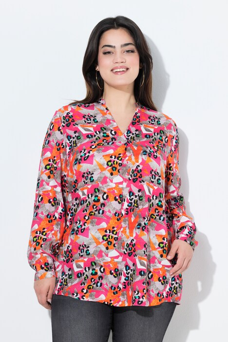 Túnica, estampado de color de leopardo, manga larga