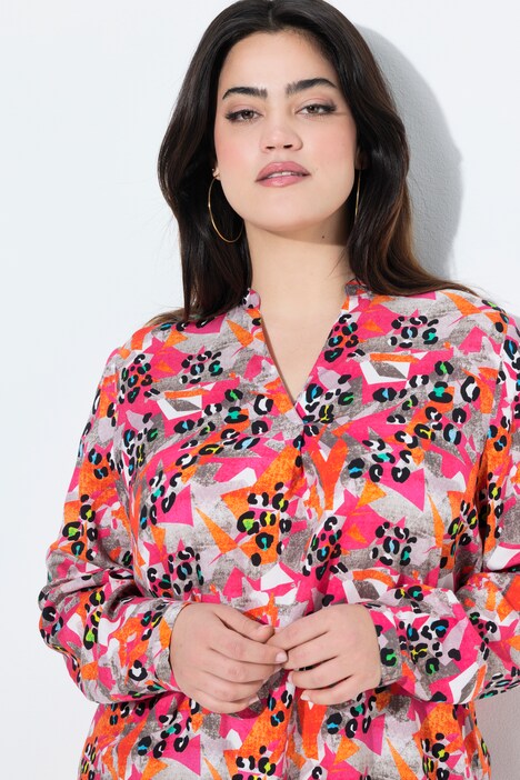Túnica, estampado de color de leopardo, manga larga