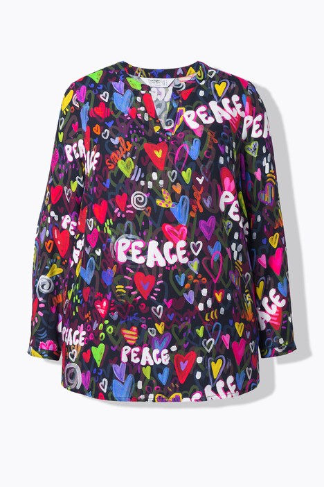 Tunic, coloured heart pattern, long sleeves