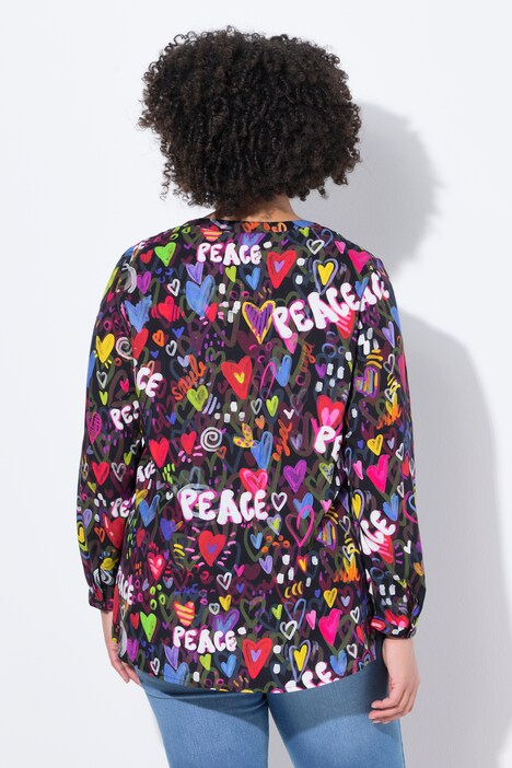 Tunic, coloured heart pattern, long sleeves